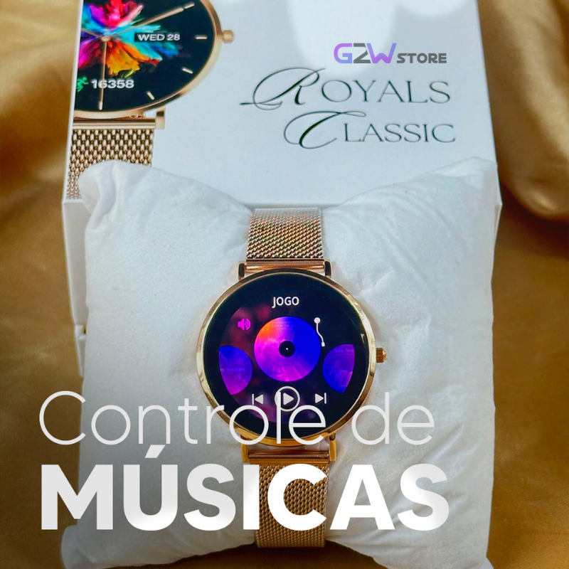 ROYALS CLASSIC WEARZONE | Smartwatch Elegante | AMOLED | VIDRO GORILLA GLASS até 3 Dias de Bateria