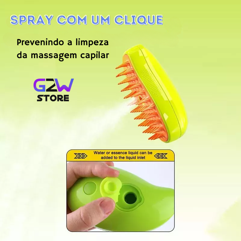 Escova Pet a Vapor 3 em 1: Penteia, Massageia, Relaxa...(BLACK FRIDAY)