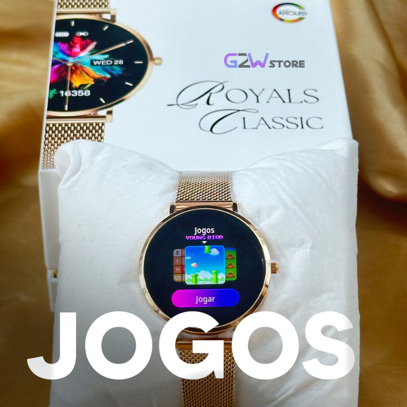 ROYALS CLASSIC WEARZONE | Smartwatch Elegante | AMOLED | VIDRO GORILLA GLASS até 3 Dias de Bateria